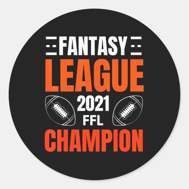 Fantasy League Champion Football 2021 Gewinner Vin Runder Aufkleber (Vorderseite)