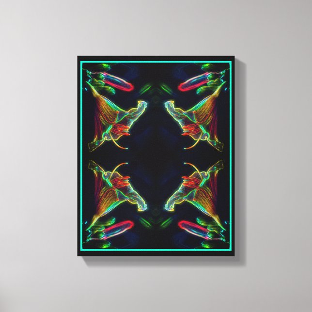 Fantasy Libelle Abstrakte Blume Kunst Leinwanddruck (Vorderseite)