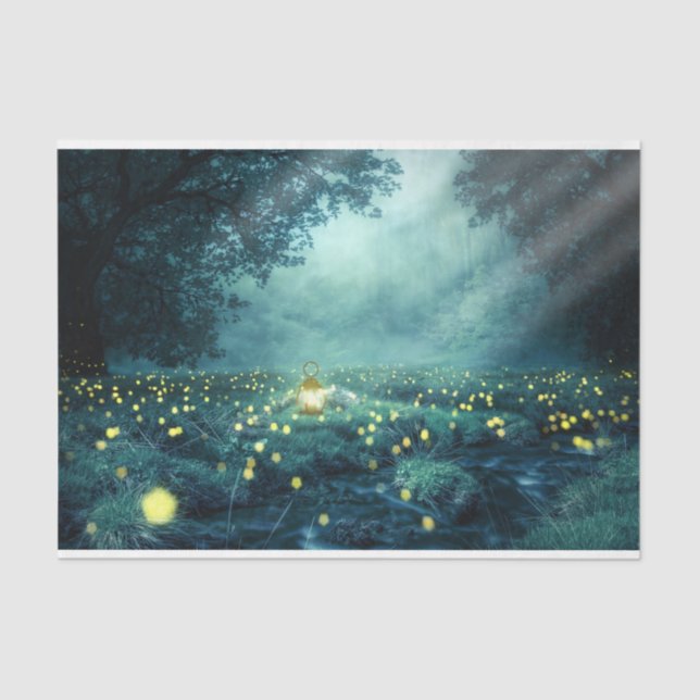 Fantasy Lighting Bugs Forest Decoupage Seidenpapier (Vorderseite)