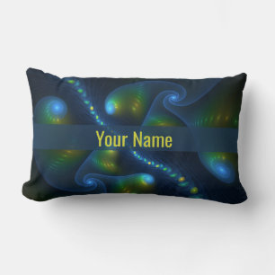 Fantasy Lights Abstrakt Art Blue Green Yellow Name Lendenkissen