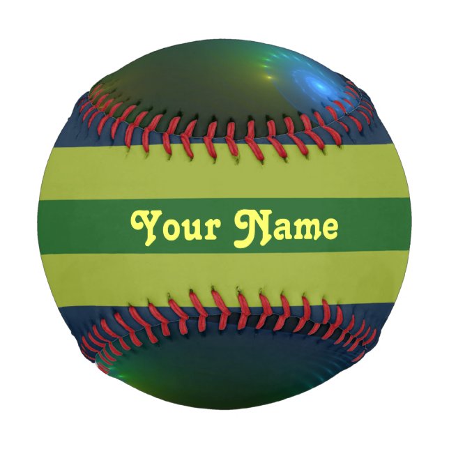 Fantasy Lights Abstrakt Blue Green Fraktal Name Baseball (Vorderseite)