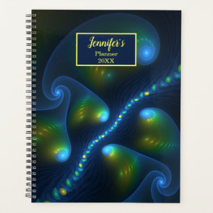 Fantasy Lights Abstrakt Blue Green Yellow Art Name Planer