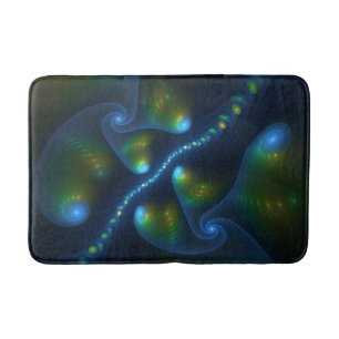 Fantasy Lights Abstrakt Blue Green Yellow Fraktal Badematte