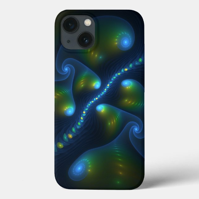 Fantasy Lights Abstrakt Blue Green Yellow Fraktal Case-Mate iPhone Hülle (Rückseite)