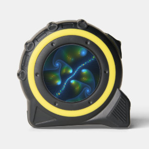 Fantasy Lights Abstrakt Blue Green Yellow Fraktal Maßband