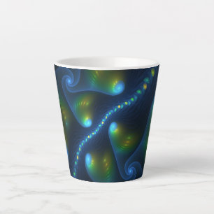 Fantasy Lights Abstrakt Blue Green Yellow Fraktal Milchtasse