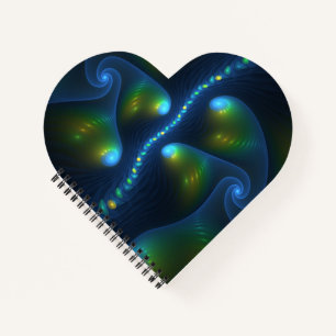 Fantasy Lights Abstrakt Blue Green Yellow Fraktal Notizbuch
