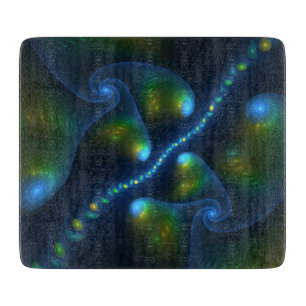 Fantasy Lights Abstrakt Blue Green Yellow Fraktal Schneidebrett