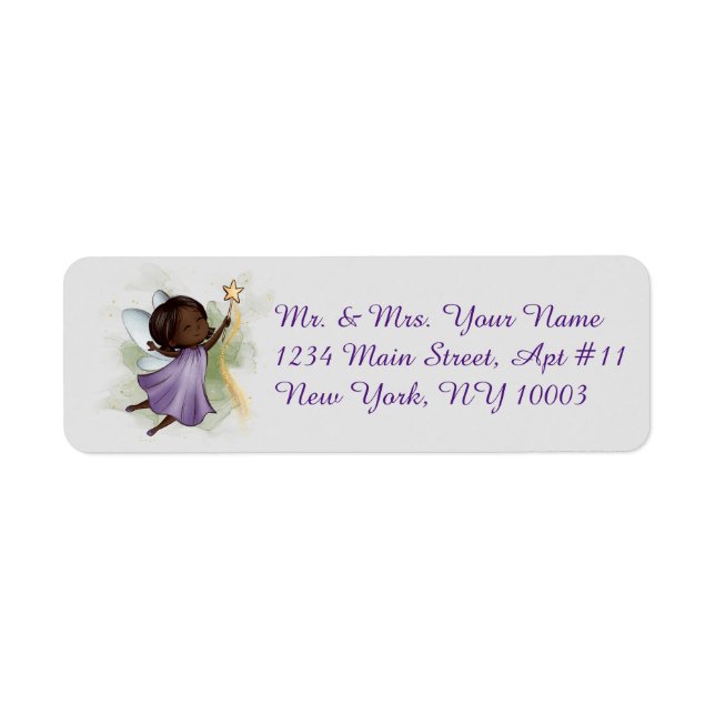 Fantasy Lila Fairy Light Gray Address Labels (Vorne)