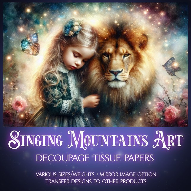 Fantasy Lion Friend und Little Girl Decoupage Seidenpapier (Von Creator hochgeladen)