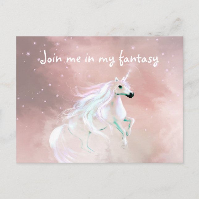 Fantasy Love Unicorn Postkarte (Vorderseite)