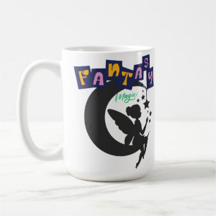 Fantasy Magic - Fairy Sitting on Moon with Stars Kaffeetasse