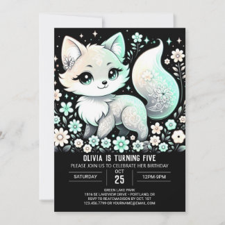 Fantasy Magic Fox Digital Geburtstag Einladung