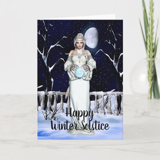 Fantasy Magic Sphere Woman Winter Solstice Card Karte (Vorderseite)