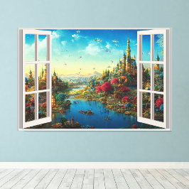 Fantasy Magic World Fake Window Kids Room Fotodruck