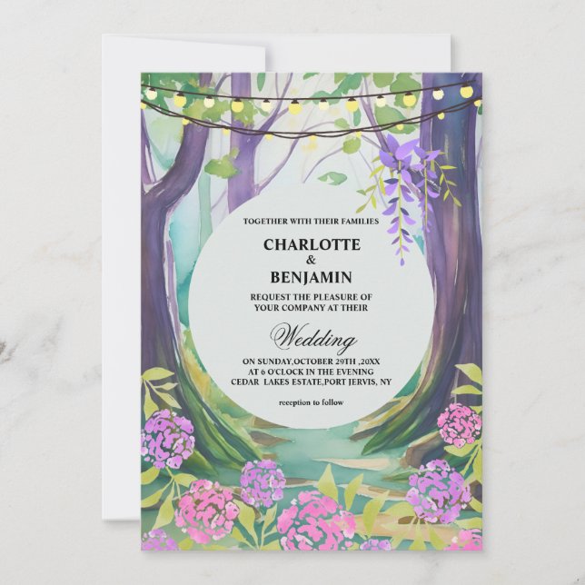Fantasy Magical Enchanted Forest Wedding Einladung (Vorderseite)