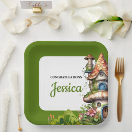 Fantasy Magical Fairy House Baby Shower Pappteller