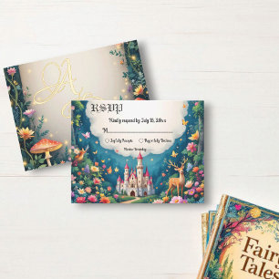 Fantasy Magical Woodland Castle Fairytale Hochzeit RSVP Karte