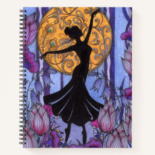 Fantasy-Magie-Wald-Lila-Blumen-Notizbuch Notizbuch