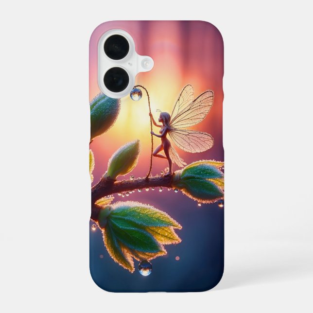 Fantasy-Makrofotografie eines winzigen Wald-Elfs iPhone 16 Hülle (Rückseite)