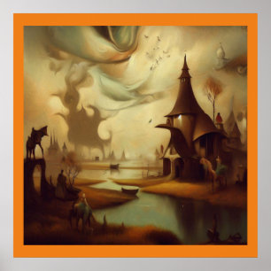 Fantasy Malerei 3 - Mittelalterliche Landschaft Poster