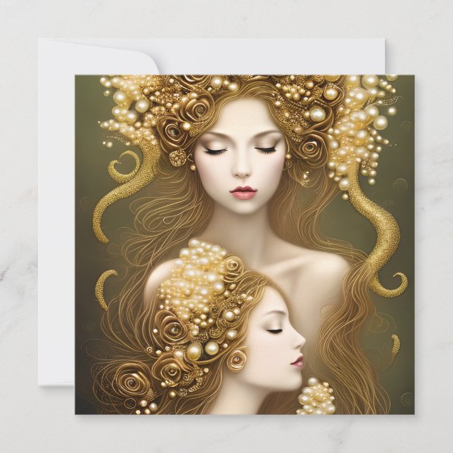 Fantasy Malerei Exquisite Delikate Gold Intricenti Mitteilungskarte (Vorderseite)