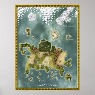 Fantasy Map Darnyan Poster