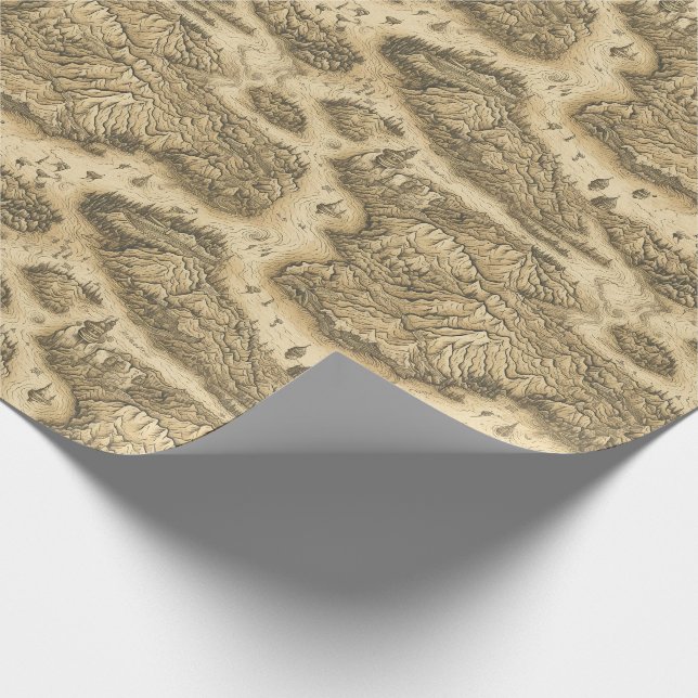 Fantasy Map Kartografie Altes handgezeichnetes Pap Geschenkpapier (Ecke)