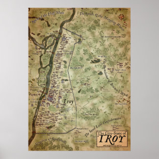 Fantasy Map von Troy, New York Poster