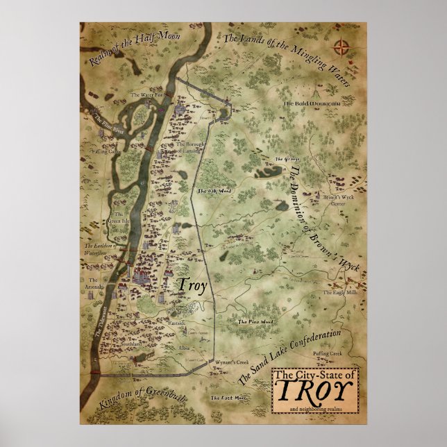 Fantasy Map von Troy, New York Poster (Vorne)