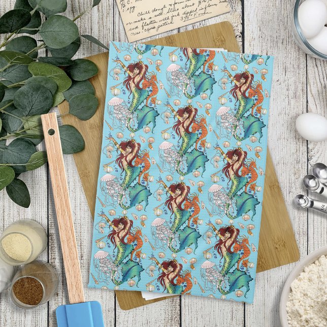 Fantasy Mermaid Aquamariner Schwanz Geschirrtuch (Von Creator hochgeladen)