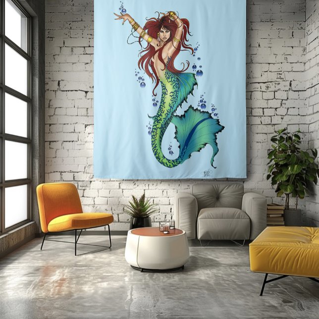 Fantasy Mermaid Aquamariner Schwanz Wandteppich (Von Creator hochgeladen)