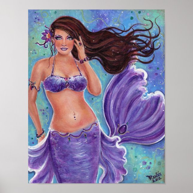 Fantasy Mermaid lila Poster von Renee L.Lavoie (Vorne)