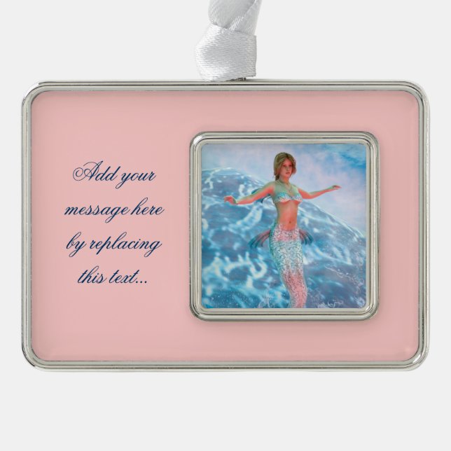 Fantasy Mermaid Rahmen-Ornament Silber (Vorderseite)