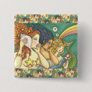 FANTASY MERMAID SISTERHOOD SHARING SECRET WISDOMS BUTTON