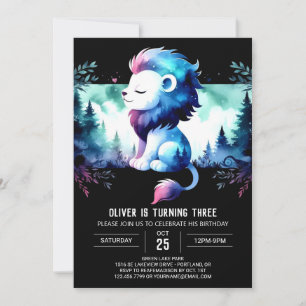 Fantasy Minimalistisch Lion Birthday Einladung