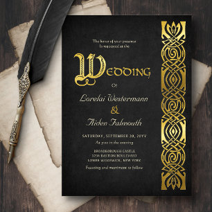 Fantasy-Mittelalter-Hochzeit Folieneinladung