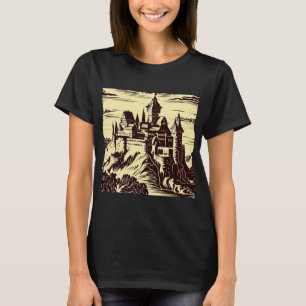 Fantasy Mittelalterliche Burg - Holzschnitt 2 T-Shirt