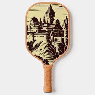 Fantasy Mittelalterliche Burg - Japanischer Holzsc Pickleball Schläger