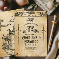 Fantasy Mittelalterliche Gravur Kunst Hochzeit Ein