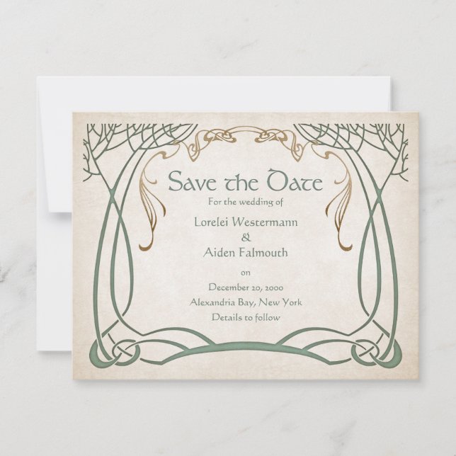 Fantasy Mittelalterliche keltische Hochzeit Save The Date (Vorderseite)