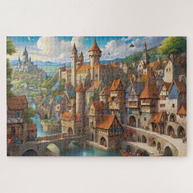 Fantasy Mittelalterstadt Puzzle (Horizontal)