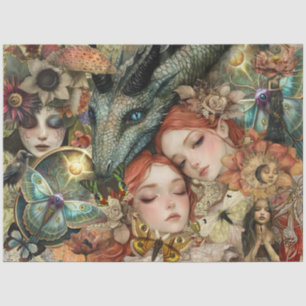 Fantasy-Mixed-Media-Garten-Collage-Decoupage Seidenpapier