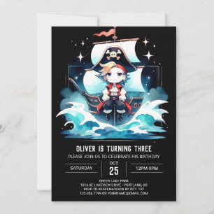 Fantasy Modern Pirate Birthday Einladung