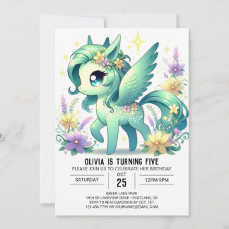 Fantasy Modern Unicorn Digital Geburtstag Einladung