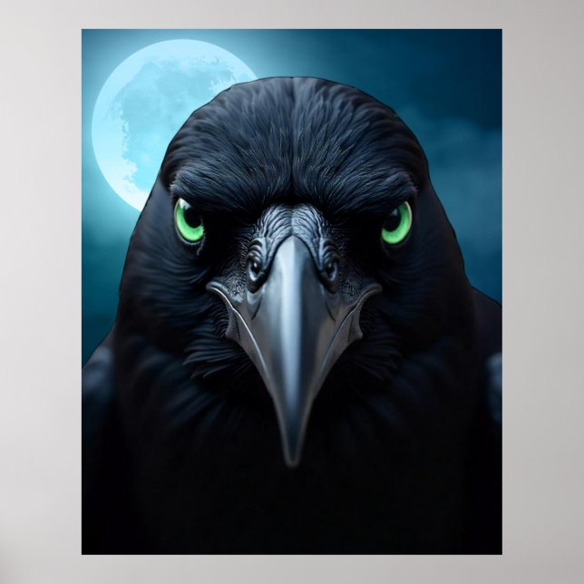 Fantasy Moonlight Corvid Raven Poster (Vorne)