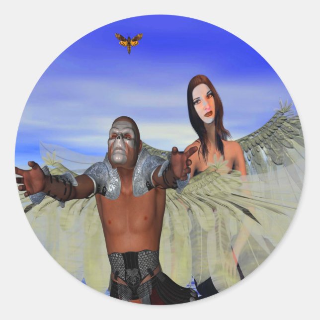 Fantasy Moth Hunters Runder Aufkleber (Vorderseite)