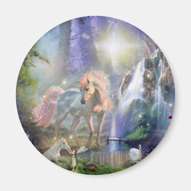 Fantasy Mother Unicorn and Baby in a Faige Garden Magnet (Vorne)