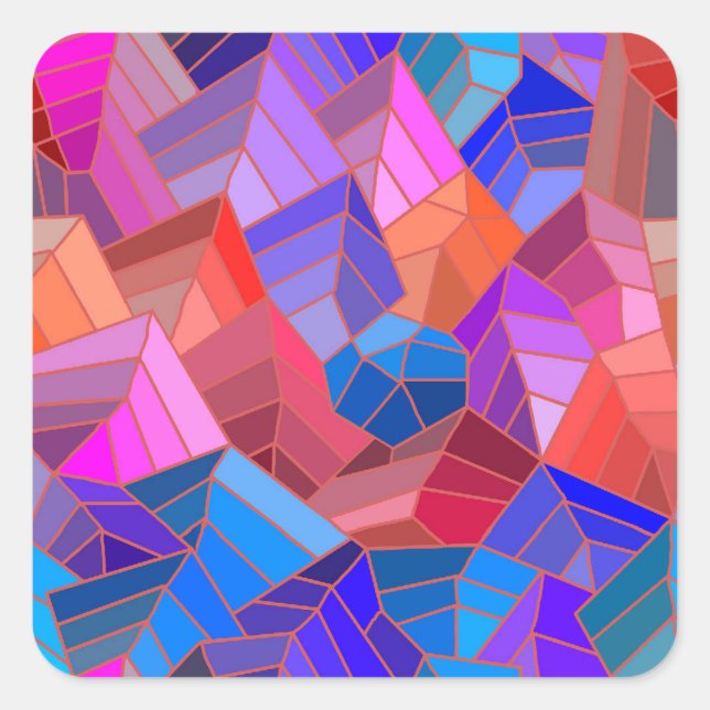 Fantasy Mountains View von Sky Quadratischer Aufkleber (Vorderseite)