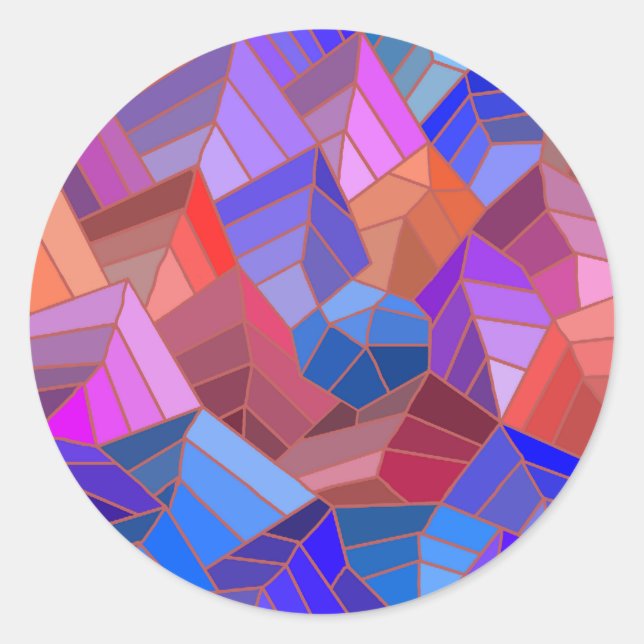 Fantasy Mountains View von Sky Runder Aufkleber (Vorderseite)